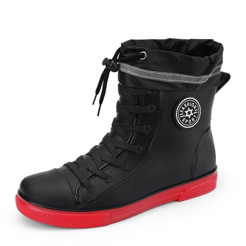 Botas 2024 Outdoor Man Boots Fashion Mens Rain Boots Four Seasons New Non-slip Comfortable Wear-resistant Men's Waterproof Shoes
