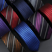 Men's Classic Skinny Stripe Necktie Red Navy Blue Ties Jacquard Woven Solid Plaid Dots Tie Daily Wear Cravat Wedding Party Gift