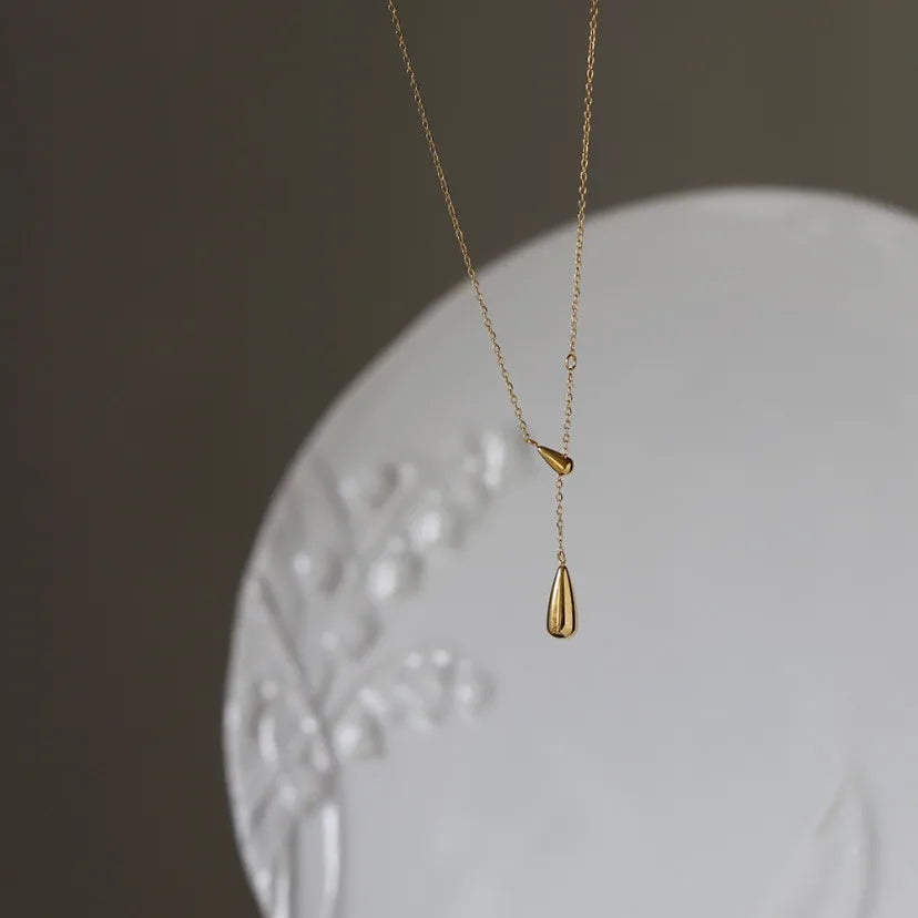 316L Stainless Steel Water Drop Charm Pendant Necklace Bohemia Party Link Chain Necklace For Women Цепочка