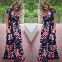 Summer Maxi Dress Women 2022 Pink Floral Print Boho Beach Dress Ladies Evening Party Long Dress Sundress Vestidos de festa 3XL