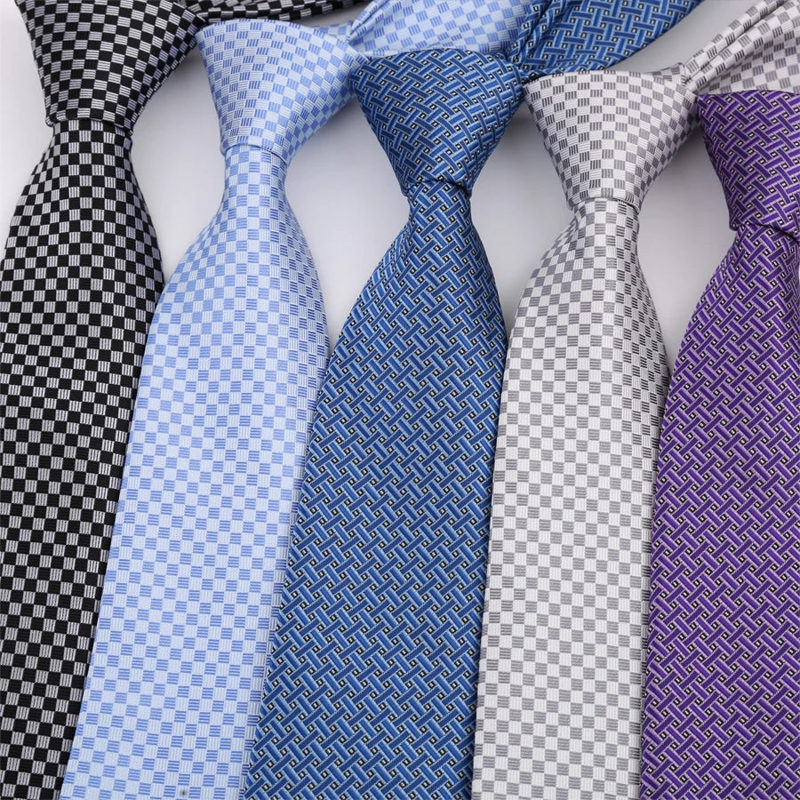 New 8CM Mens Tie Necktie Polka Dot Solid Ties For Man Groom Groomsman Jacquard Woven Ascot Neck Tie Formal Business Party