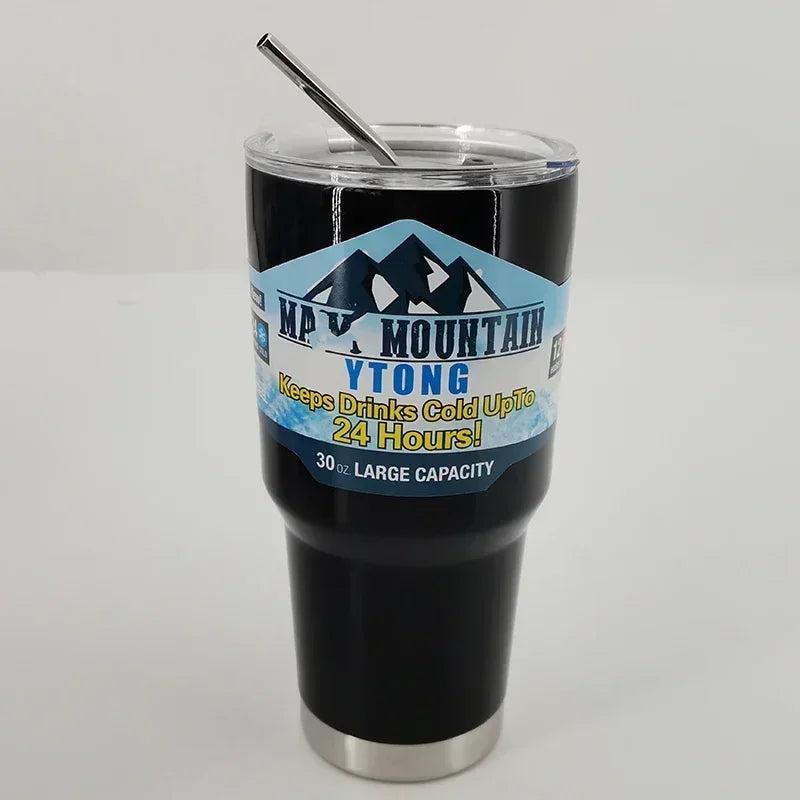 Stainless Steel Large Capacity Thermos Bottle Ice Cube Cup Portable Car Water Bottle Women Men Outdoor Cold Beer Cup Straw Mug