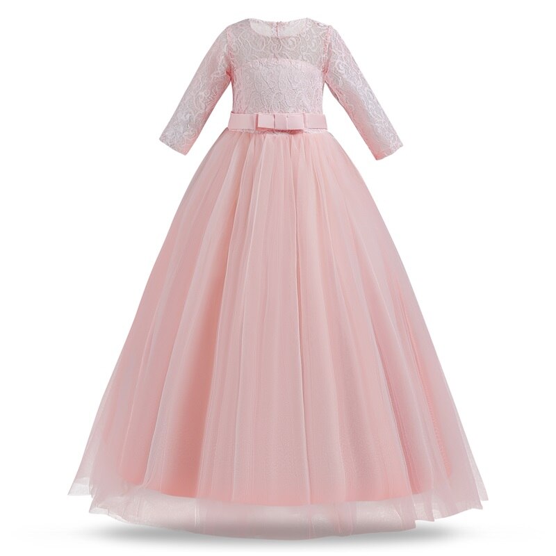 Summer Long Dresses For Girls Floral Beauty Pageant Princess Dress Wedding Party Children Bridesmaids Costume Tutu Dress 6-14Y