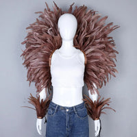 Elegant Women's 2-Piece Shawl Set Cosplay Feather Punk Style for Halloween Masquerade Ball Party Carnival New