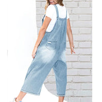 Women Denim Jumpsuits and Rompers Vintage Ripped Hole Wide Leg Jeans Overalls Ladies Casual Playsuits