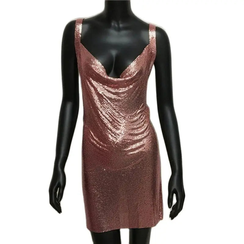 Sexy Metallic Sequin Mini Dress For Women Backless Cocktail Club Glitt –  Mega Mart Center