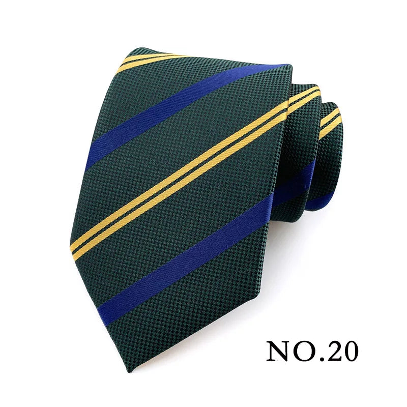 Fashion 8CM Mens Necktie Polka Dot Stripes Paisley Ties For Man Jacquard Woven Ascot Green Color Business Party Accessories