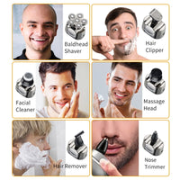 HSKOU 6 in 1 Men's Electric Shaver Man Trimmer Beard Rechargeable Portable Barber Male Shaving Machine Clipper Personal Care