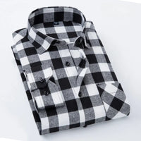 New in shirt fashion korean popular 40%cotton long-sleeve shirts for men slim fit plain shirt streetwear Casual plaid clothes