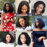 12A Kinky Curly Short Bob Human Hair Wigs 13x4 Lace Frontal Closure Water Wave Wigs Glueless Isee Brazilian Remy Wigs For Women