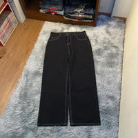 Jeans letter embroidered black loose trousers Couple fashion retro new athlete street clothing Y2K Harajuku street wear trousers