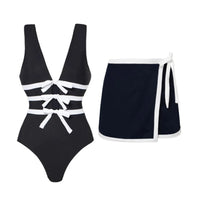 2025 Sexy Women's Swimsuit New Strapless Simple One-piece Swimwear with Shorts Two-piece Set Sliming Bodysuit Beachwear Monokini