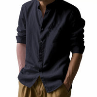 Mens Casual Long Sleeve Cotton Shirts Buttons Down Solid Plain Sleeve Summer Beach Shirts Lightweight Streetwear