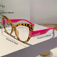 2025 New Fashionable and Versatile Cat Eye Glasses with Personalized Large Frame Color Blocking Design Anti-Blue Light Glasses