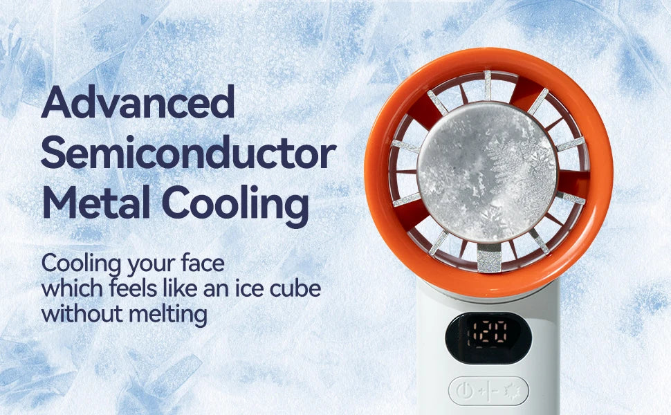 Portable Fan 120-Speed Digital Display Ice Cooling Tech Stylish Semiconductor Condensation Mini Personal Fan  for Home, Office