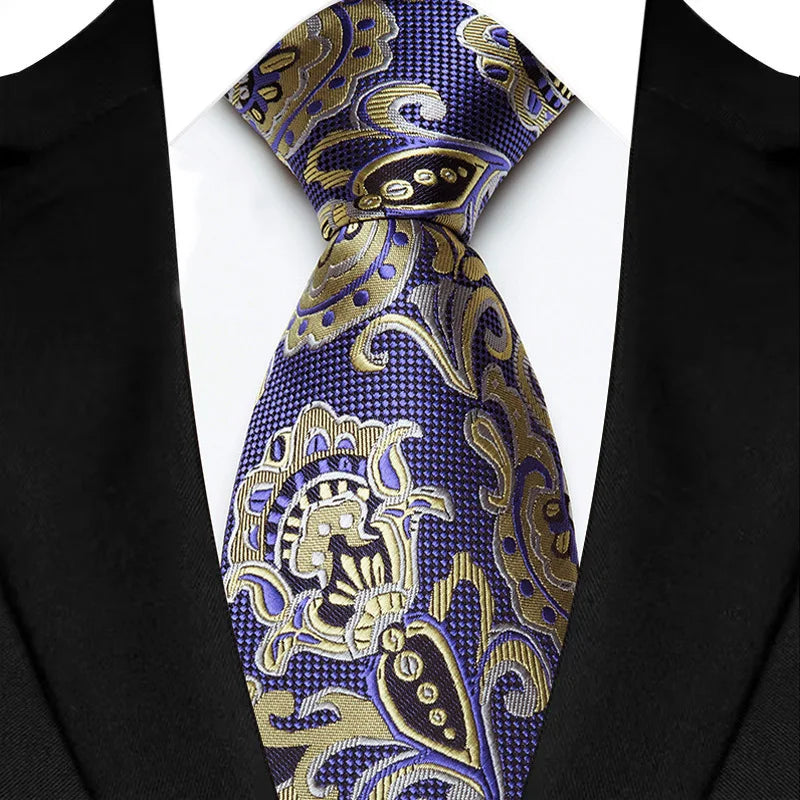 Luxury 8CM Mens Necktie Brown Orange Color Dot Stripes Ties For Man Groom Jacquard Woven Neck Tie For Business Wedding Party