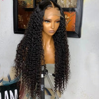 Soft 26 Inch 180% Density Long Kinky Curly Natural Black Lace Front Wig for Women With BabyHair Glueless Preplucked Wig