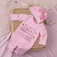 Ylsteed Newborn Photography Romper Jumpsuit with Bow Hat 'Hello World' Embroidery Infant Props for Coming Home Outfit Baby Gift