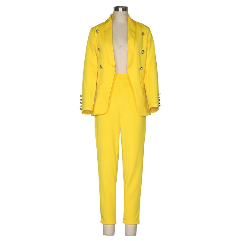 Sexy &amp; Winter Spring and Autumn Women&#39;s Suits Solid Color Two-piece Suit Set Jacket