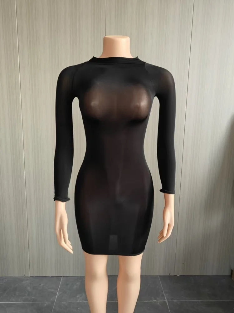 Wmstar Dress Women Wholesale European Clothing Sexy Stretchy Shiny Body Stockings Skirt Nightclub Sexy See Through Skirt