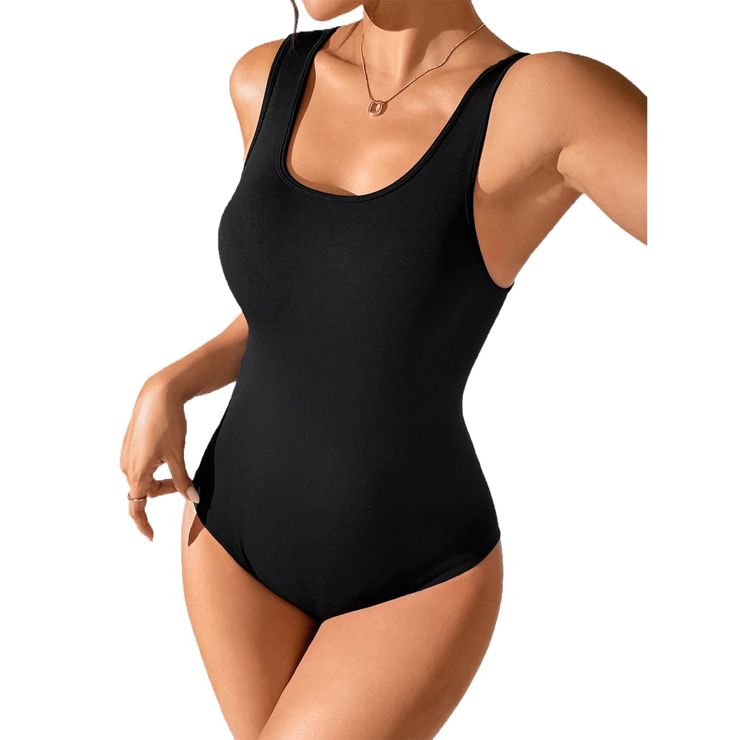 Womens Bodysuit  Crew Neck Sexy Knitted Stretch Shirts Bodysuits Sleeveless Tank Tops Bodysuit Jumpsuit Slim