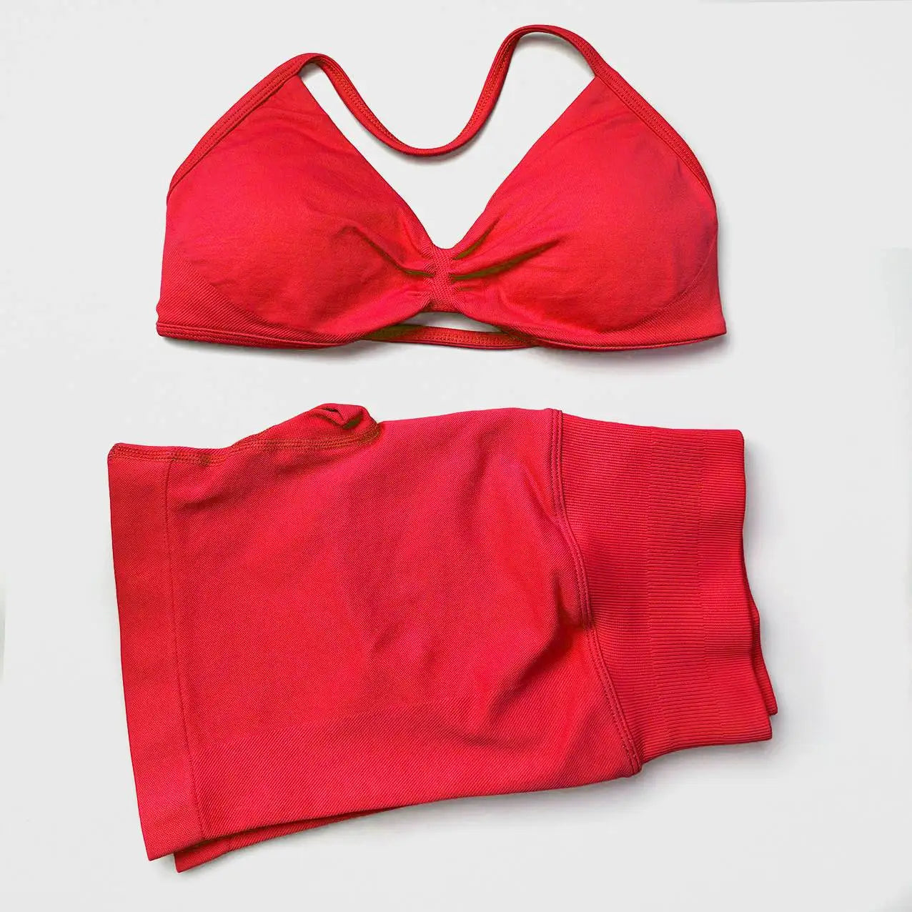 Seamless 2 Pieces Strappy Yoga Halter Bras Sets Scrunch Butt Sports Shorts Quick Dry Backless Gym Crop Tops with Pad Push Up Set