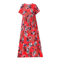 New 2023 Women Summer Dresses Vintage Plus Size Causal O-neck Short Sleeve Floral Vestido Elegant Print Dress