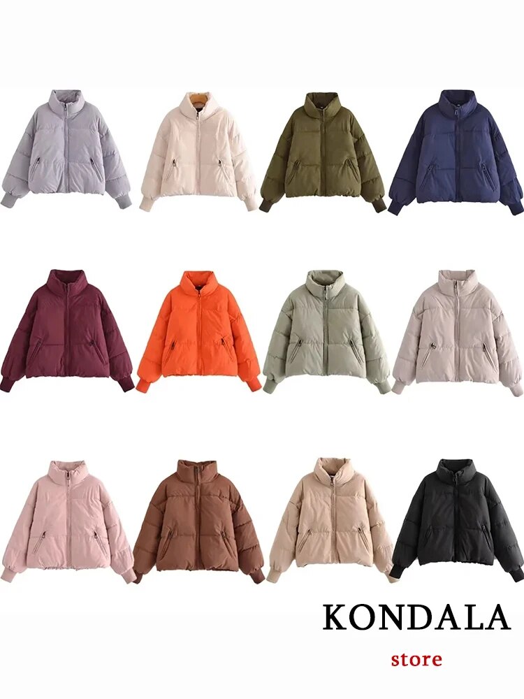 KONDALA Autumn Winter Women Jackets Thicken Streetwear Oversized Parkas Long Batwing Sleeve Pockets Fashion 2023 Female Coats