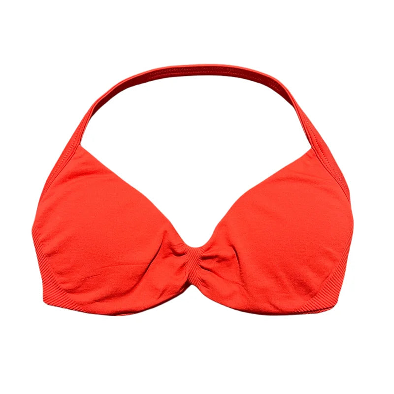 HISTELLO Sports Bra Seamless Halter Thin Strap High Support Scrunch Women Removable Pads Gym Fitness Workout Yoga Clothes