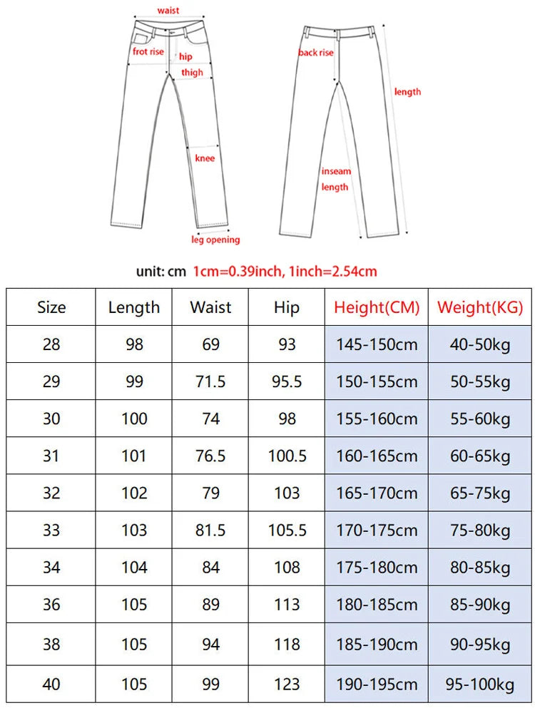 Men's Jeans Casual Long Straight Stretch Denim Pants Autumn Winter Classic Belted Jeans Korean Fashion Blue Black Jean Trousers