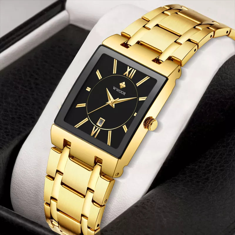 Relogio Masculino WWOOR Gold Watch Men Square Mens Watches Top Brand L ...