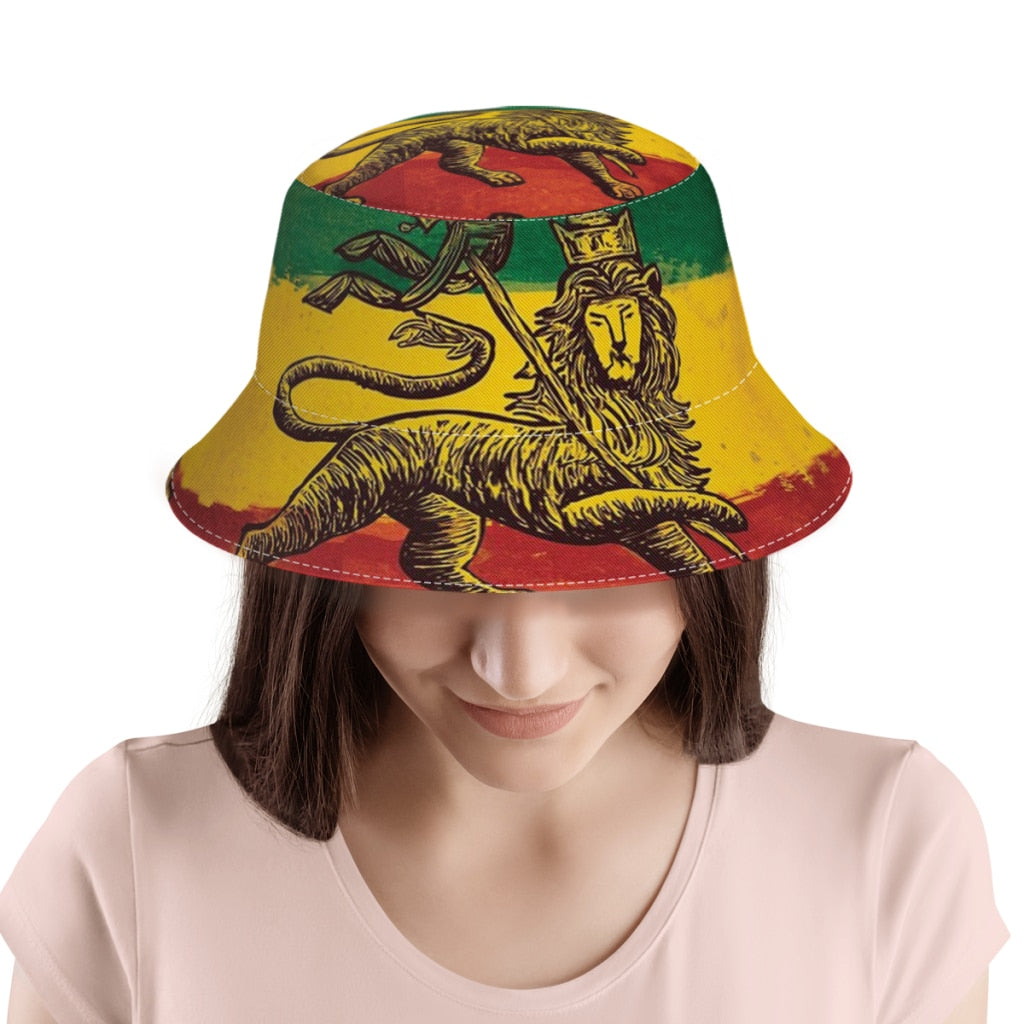 Summer Unisex Fashion Bucket Hats Rasta Flag Lion Women Men Fishing Hat  Autumn Outdoor Travel Sun Cap for Bob