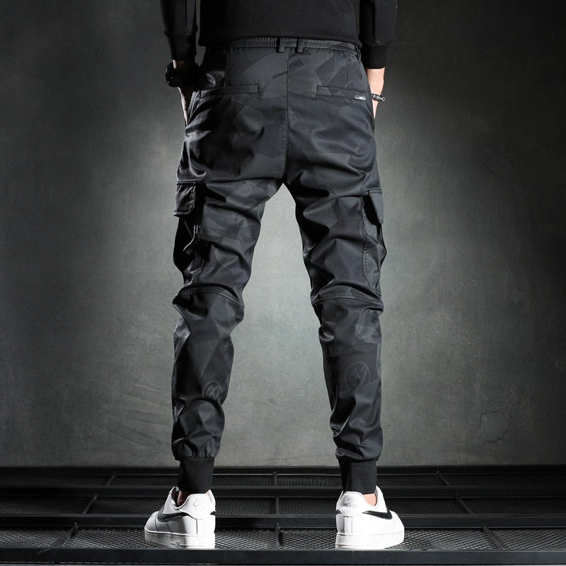 Sweatpants Men Camouflage Elasticity Military Cargo Pants Drawstring Multi Pockets Bottoms Casual Jogger Trousers