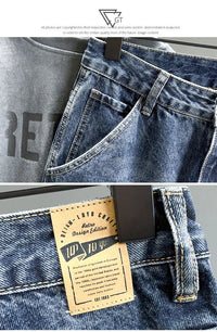Men's Jeans Streetwear Fashion Tapered Pants Blue Casual Personality Vintage Male Clothing Slim Denim Trousers Brands