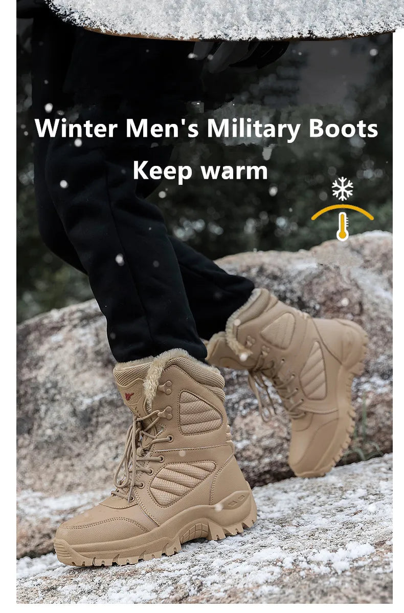 Winter Boot Men's High-top Waterproof Ankle Boots Men Thick Plus Warm Large Size Snow Hiking Boots Outdoor Cotton Shoes Sneakers