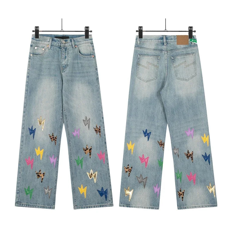 Spring Summer New Fashion Casual Hip Hop Softened Denim Straight Leg Pants High Street Men Women Loose Comfortable Jeans