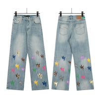 Spring Summer New Fashion Casual Hip Hop Softened Denim Straight Leg Pants High Street Men Women Loose Comfortable Jeans