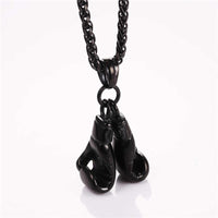 U7  Boxing Necklace for Man 24&quot; Wheat Link Chain Gloves Stainless Steel Sport GYM Fitness Fighting Pendant Sporty Punk Jewelry