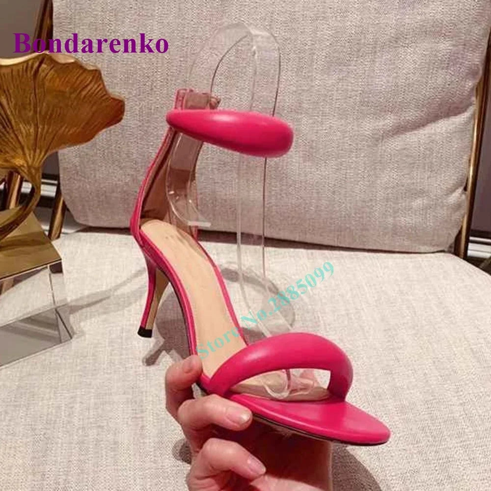 New Fshion Summer Women's Sandals Open Toe Ankle Strap Solid Stiletto Heel Hollow Sandals Women Shoes Party Dress Designer Shoe