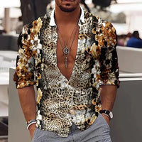 New Luxury Style Print Men's Turn-down Collar Button Shirt Casual Long Sleeve Shirt Fashion Streetwear Trend Tops Comfortable