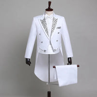 2025 Two Pieces Tailcoat Suit Men's Classic Lapel Tail Tuxedo Coats Pants Sets Men Wedding Groom Dress Up Stage Perform Costumes