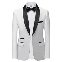 Mens Blazer Slim Fit Suit Jacket 1 Button Velvet Shawl Collar Wedding Formal Suit Jacket