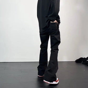 Black Jeans Men Casual Simple All-match Flare Sleeve Handsome Streetwear Daily Fashion Stretchy American Style Pantalon Homme