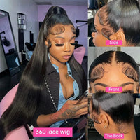 Invisi Strap 360 Glueless Full Lace Front Wigs Human Hair HD Straight 13x4 Lace Frontal Wig Pre Plucked Drawstring Wig for Women