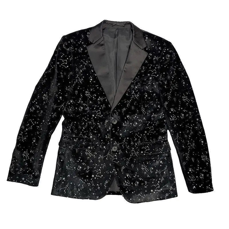 Black Male Blazer High Quality Single Models Menswear Coat Elegant Original Gentleman Simple Breasted Sequin Men's Suit Jackets
