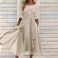 Evening Dress Vestidos Dresses 2025 Woman Elegant Temperament Gentle SlimI Irregular Solid Color Fashion Banquet Chiffon French