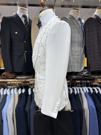 Chic Handsome Dancing Men's 2-pieces Date Suit Set Hot Sale Shawl Lapel Gorgeous Tassel Jacket Pants Wedding Party Groom Wear