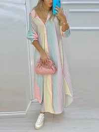 Ladies New Dress Fashion 2023 Color Matching Slim Short-Sleeved Shirt Dress Casual Home Street Commuter Plus Size Dress Vestidos