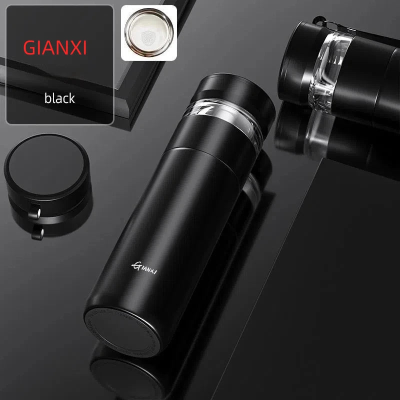 GIANXI Portable 500ML Black Water Bottle Home Stainless Steel Thermos Bottle Drink Items Vacuum Flasks Filterate Coffee Cup