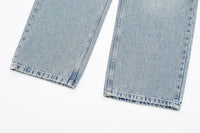 Jeans For Women 2024 Denim Solid Loose Zipper Fly Female Hole Trouser Pockets Wild Basic Commute Woman Wide Leg Long Pant